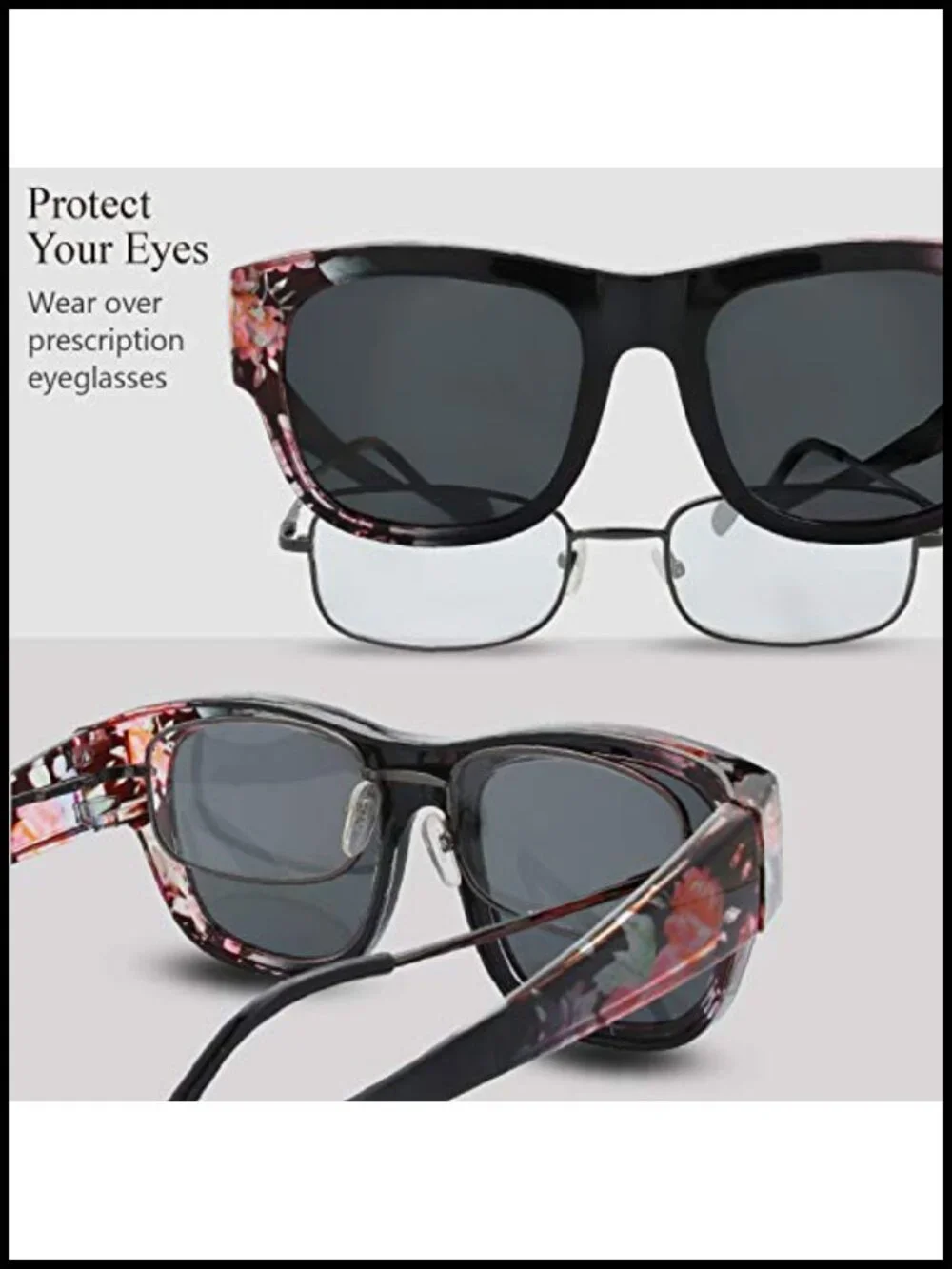 Polarized Wrap Around Shield Sunglasses for Glasses with Leather Case